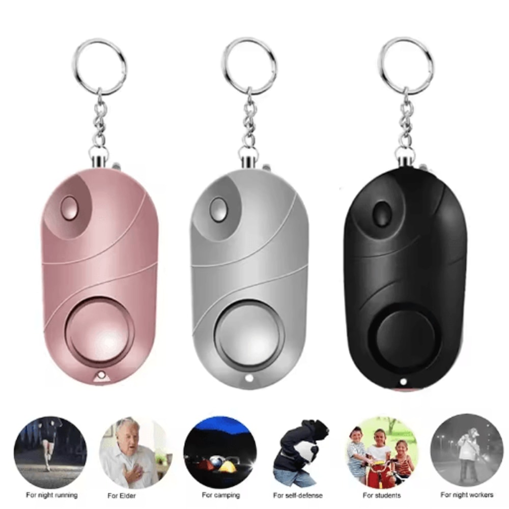 Personal Safety Alarm Keychain With LED Flashlight For Women Kids 0