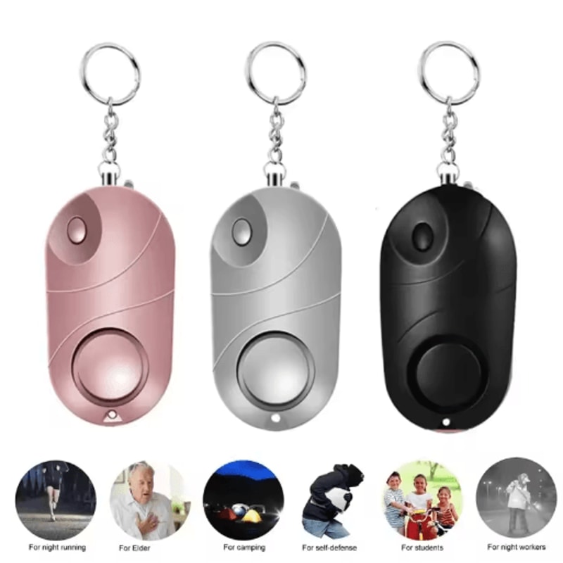 Personal Safety Alarm Keychain With LED Flashlight For Women Kids 0
