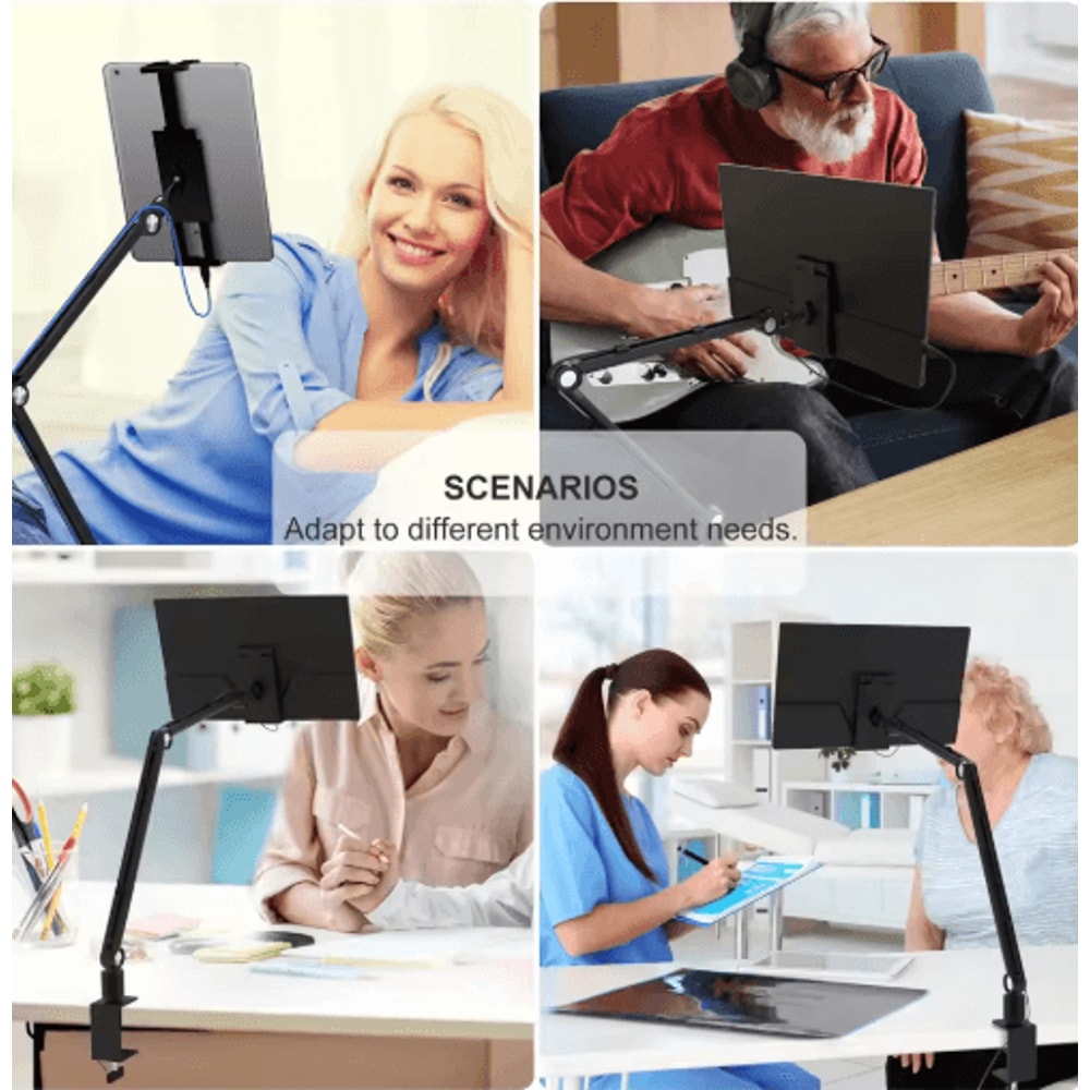 2025 Aluminum Tablet Portable Monitor Stand With Rotating Long Arm 3