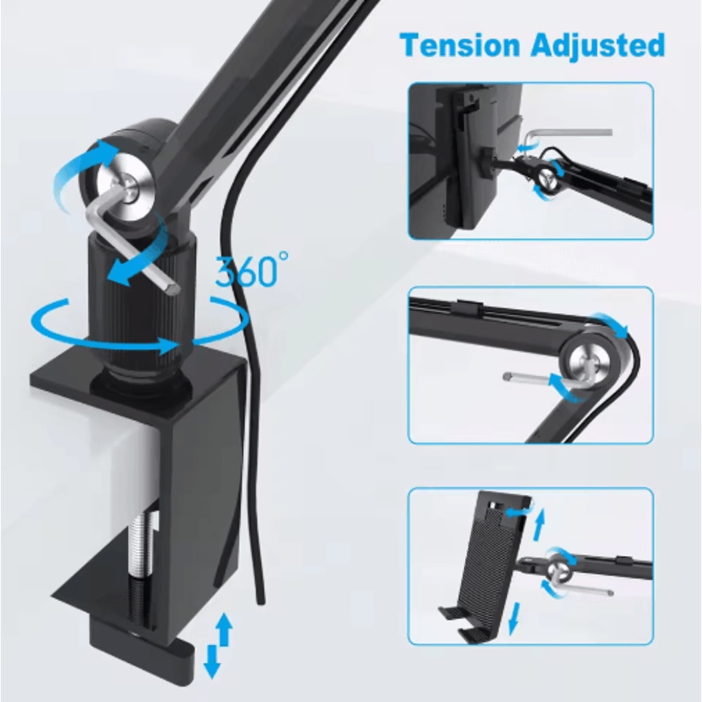 2025 Aluminum Tablet Portable Monitor Stand With Rotating Long Arm 5
