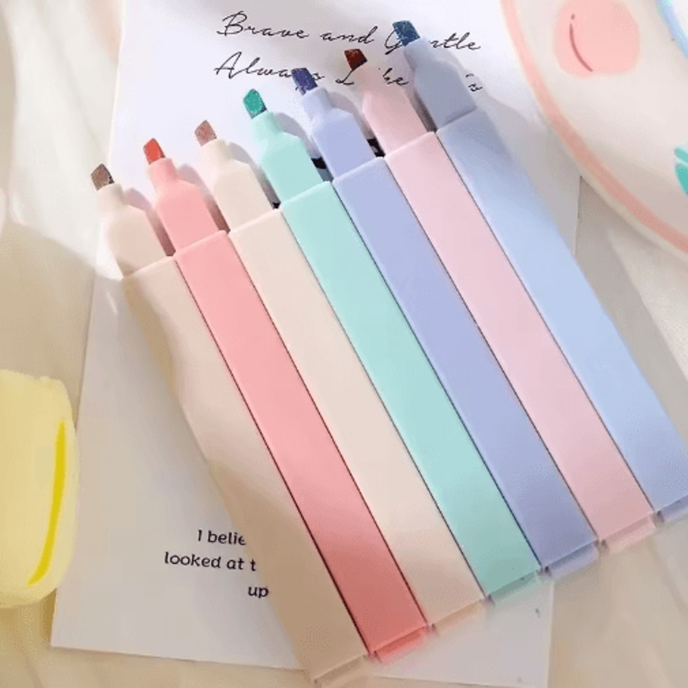 6PCS Pastel Highlighter Set For School Study Creative Journaling 0
