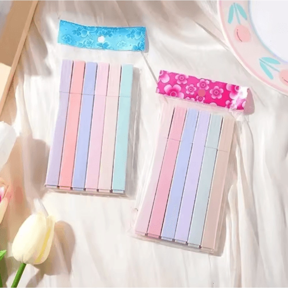 6PCS Pastel Highlighter Set For School Study Creative Journaling 3