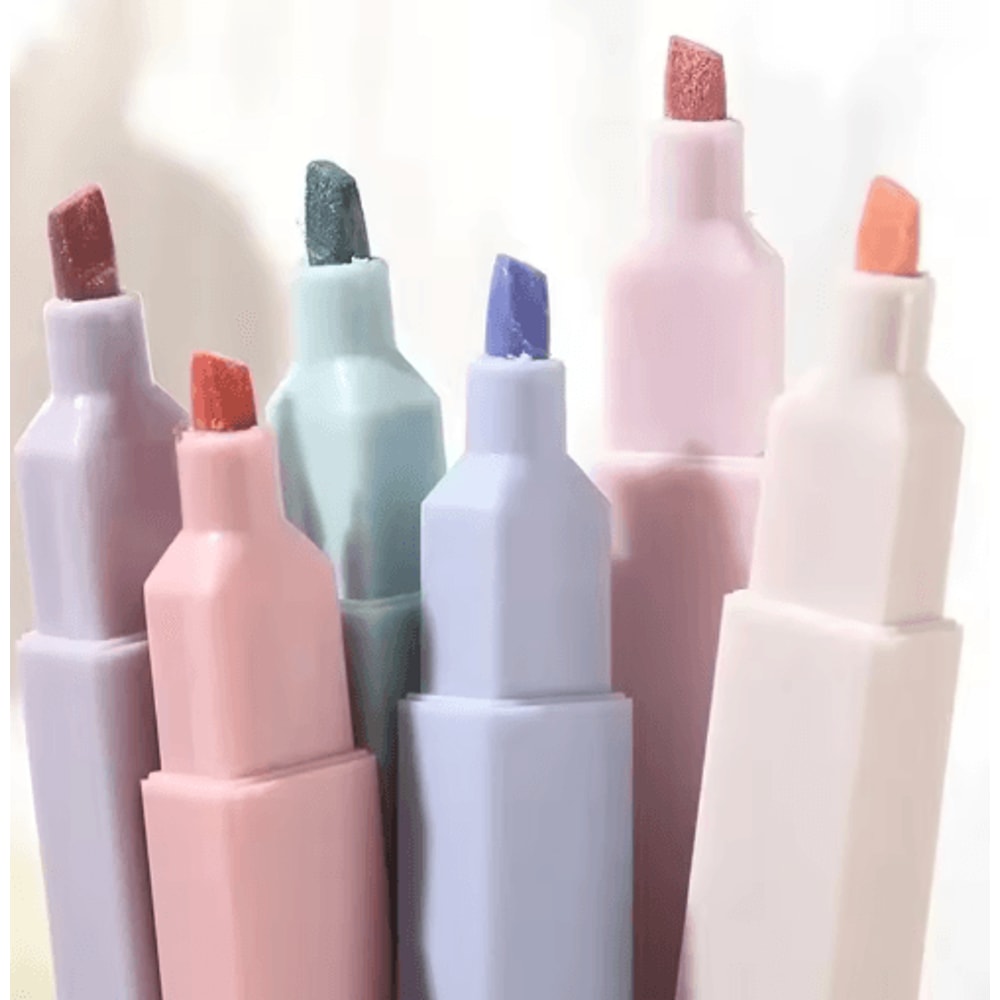 6PCS Pastel Highlighter Set For School Study Creative Journaling 9