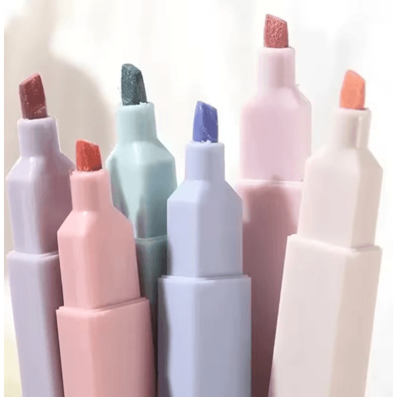 6PCS Pastel Highlighter Set For School Study Creative Journaling 9