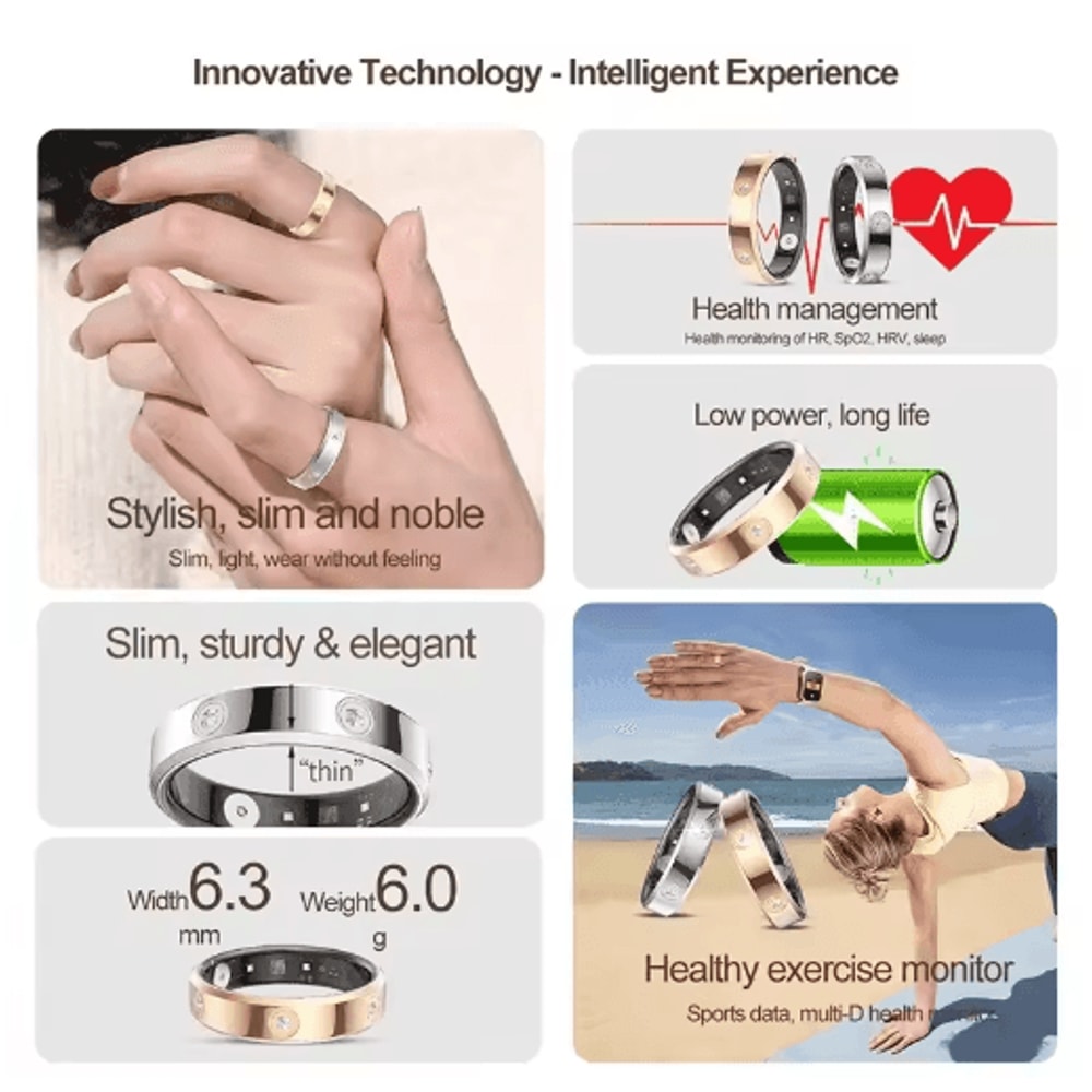 Ultra Slim Smart Health Ring With Heart Rate Stress Monitoring 8