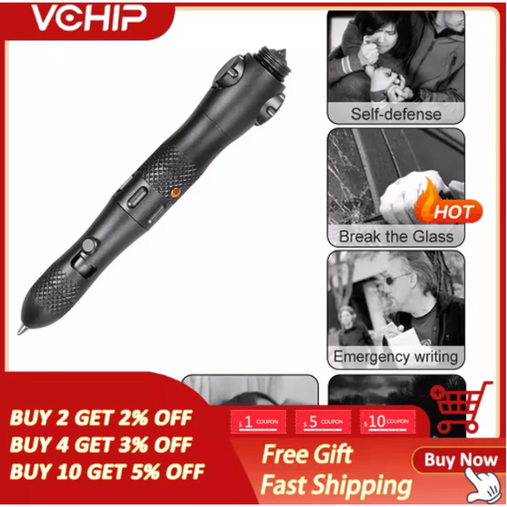 MultiFunction Tactical Survival Pen With Gyro LED Light 0