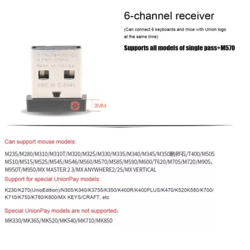 Wireless USB Unifying Receiver Adapter For Mouse Keyboard 1