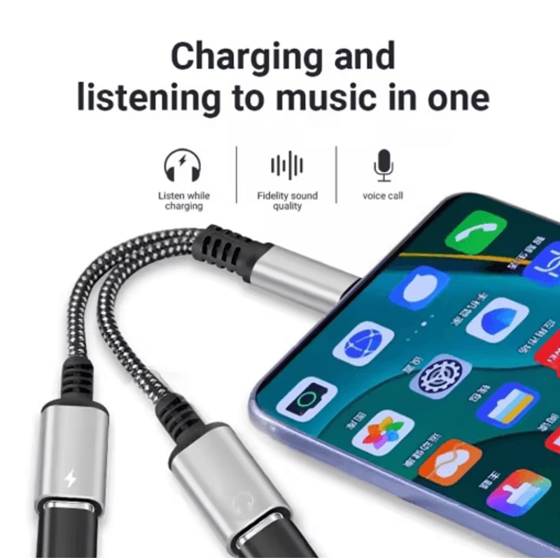 60W PD USB C Splitter With Dual TypeC Audio Charging Adapter 4