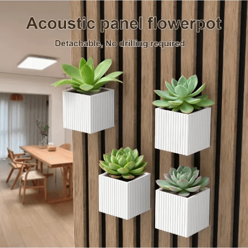 Square Acoustic Panel Shelf Rack For Plants Stylish Storage 0