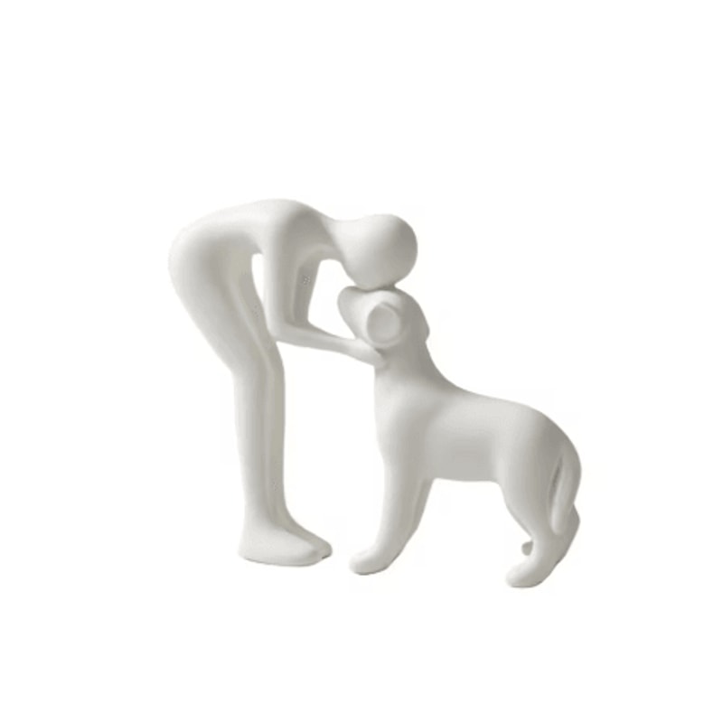 Elegant Black Dog Owner Statue For Home Decoration 2