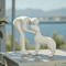 Elegant Black Dog Owner Statue For Home Decoration 3