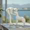 Elegant Black Dog Owner Statue For Home Decoration 3