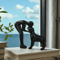 Elegant Black Dog Owner Statue For Home Decoration 4