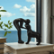 Elegant Black Dog Owner Statue For Home Decoration 4