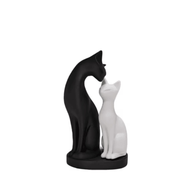 Elegant Black White Cat Sculpture For Home Office Decor 1