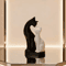 Elegant Black White Cat Sculpture For Home Office Decor 5