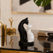 Elegant Black White Cat Sculpture For Home Office Decor 0
