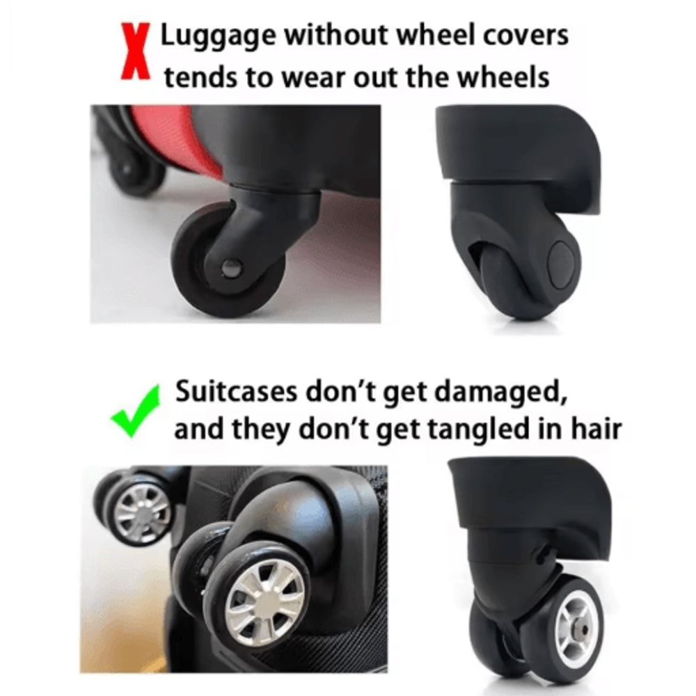 8PCS Silicone Luggage Wheel Protector Rings For Quiet Travel 14