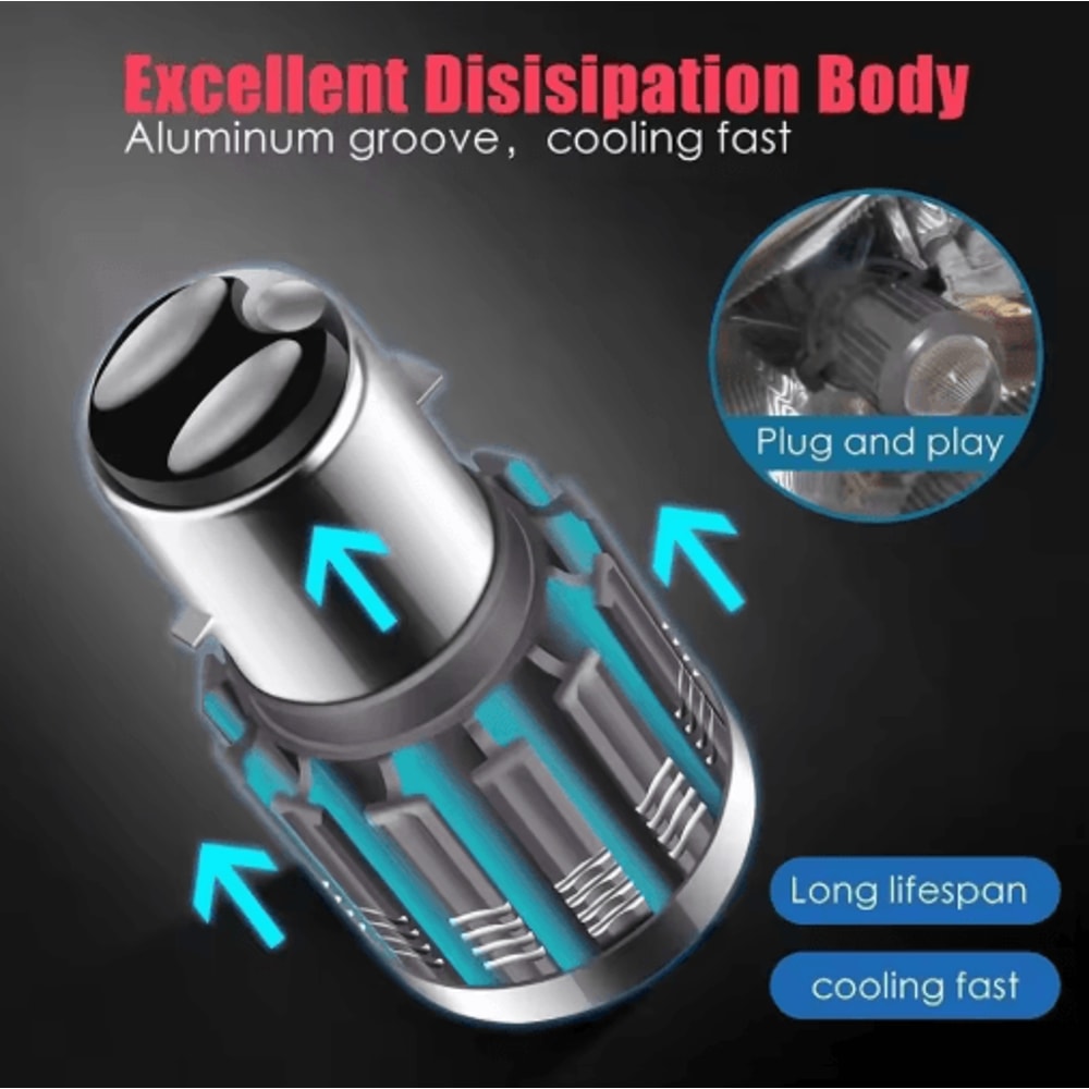BA20D LED Motorcycle Headlight Bulb HiLo Beam For Scooters Motorbikes 5