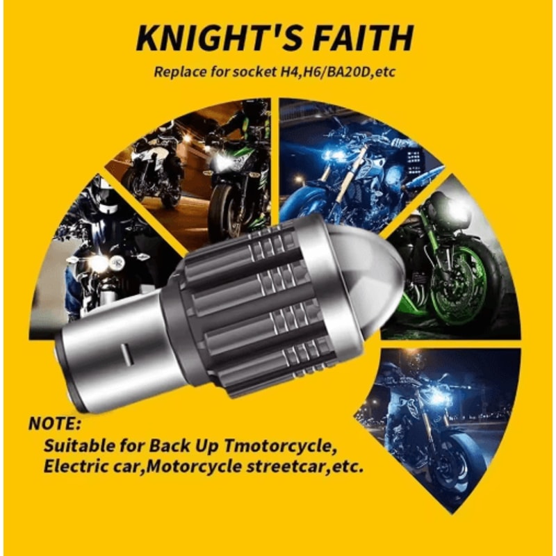 BA20D LED Motorcycle Headlight Bulb HiLo Beam For Scooters Motorbikes 6