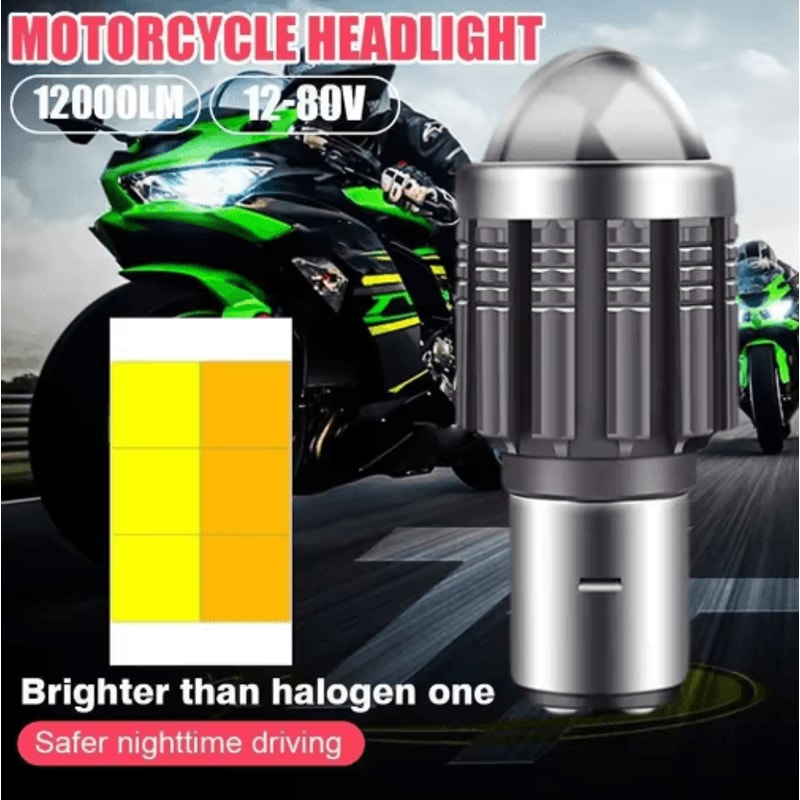 BA20D LED Motorcycle Headlight Bulb HiLo Beam For Scooters Motorbikes 7