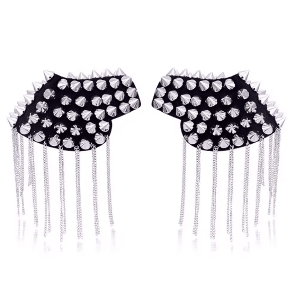 Punk Chain Tassel Shoulder Brooch Epaulets For Men Women 1