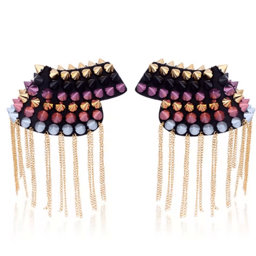 Punk Chain Tassel Shoulder Brooch Epaulets For Men Women 2