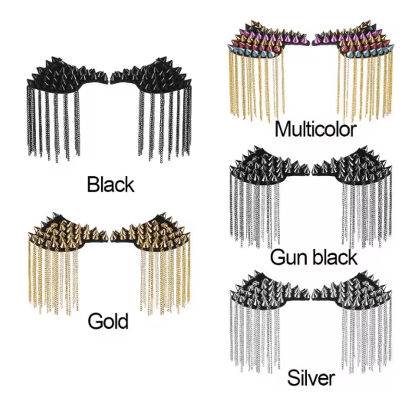 Punk Chain Tassel Shoulder Brooch Epaulets For Men Women 6