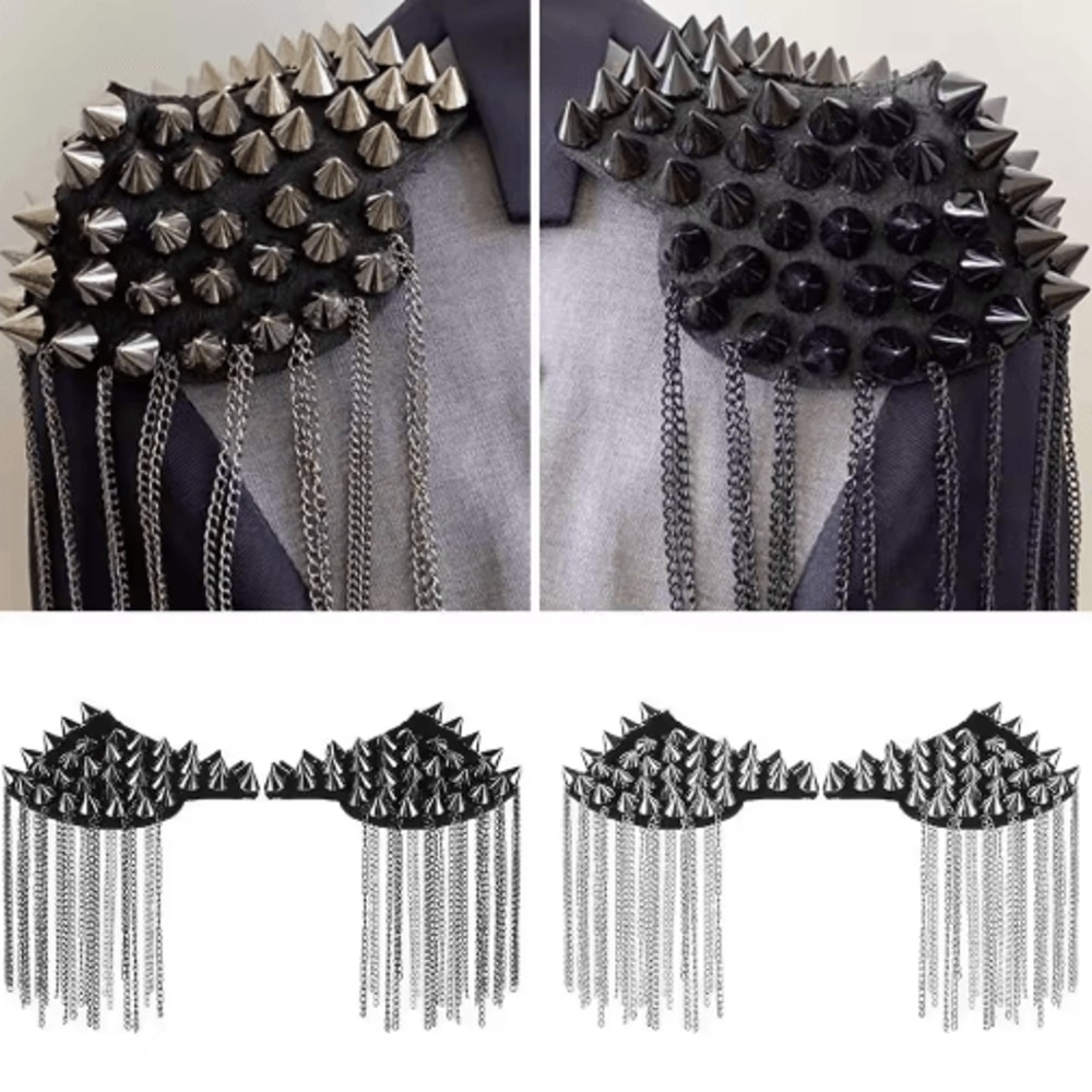 Punk Chain Tassel Shoulder Brooch Epaulets For Men Women 0