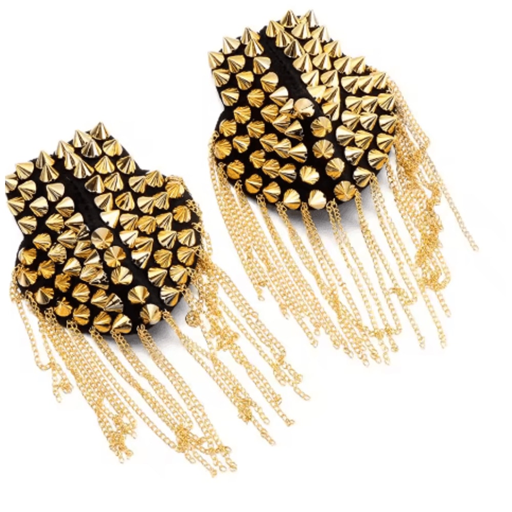 Punk Chain Tassel Shoulder Brooch Epaulets For Men Women 8