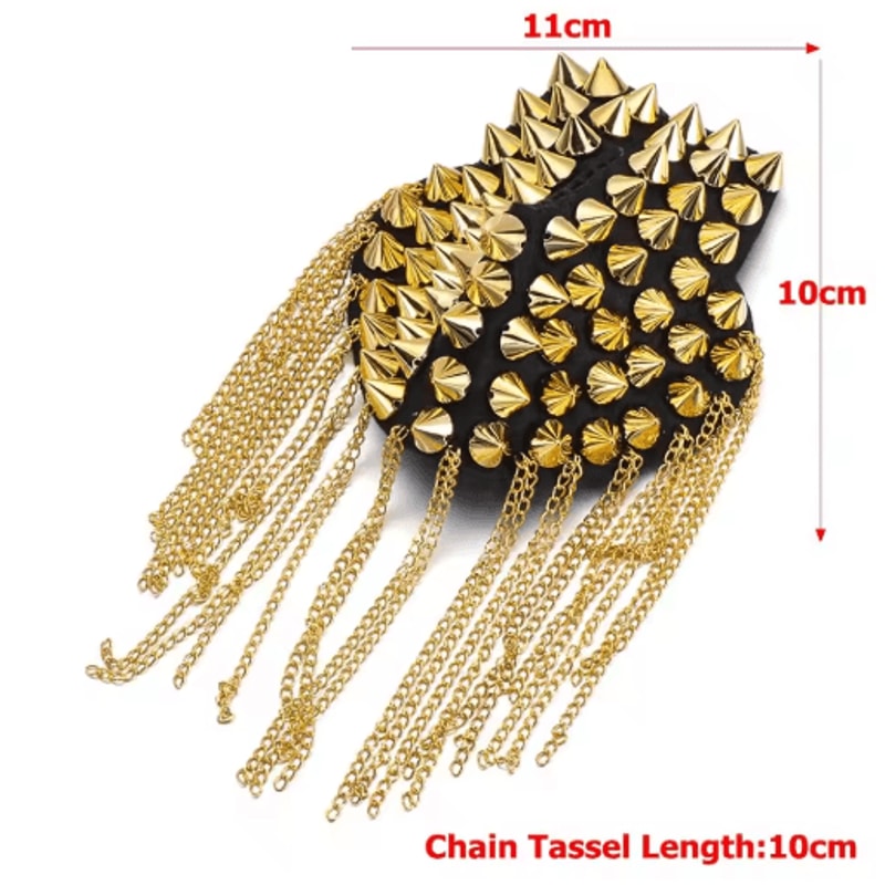 Punk Chain Tassel Shoulder Brooch Epaulets For Men Women 9