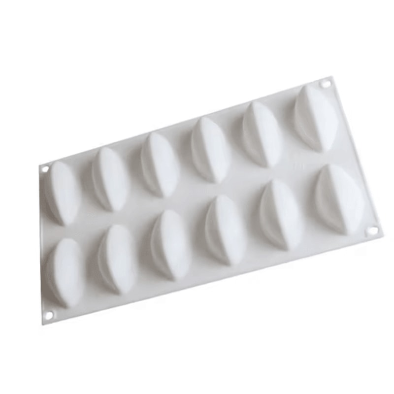 12Cavity Silicone Quenelle Mold For Mousse Cakes Chocolate Desserts 3