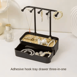 wooden jewelry display rack with drawer for earrings & necklaces
