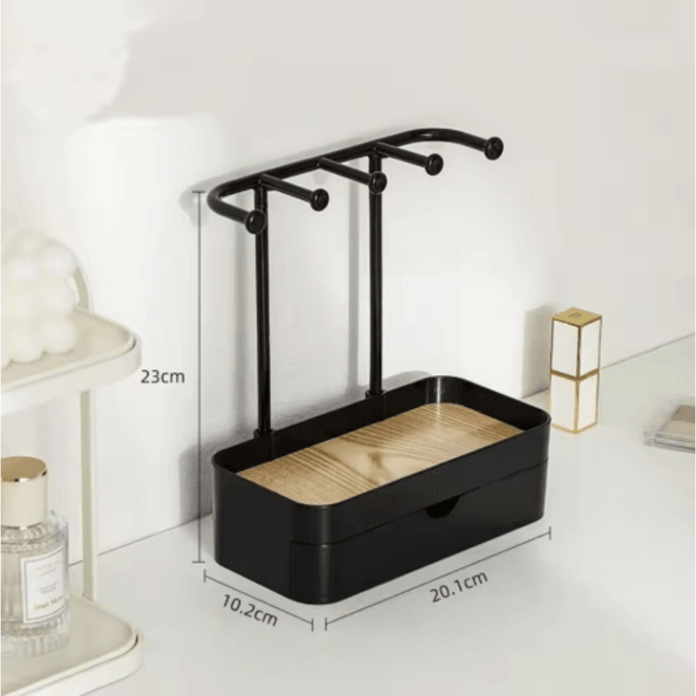 Wooden Jewelry Display Rack With Drawer For Earrings Necklaces 2