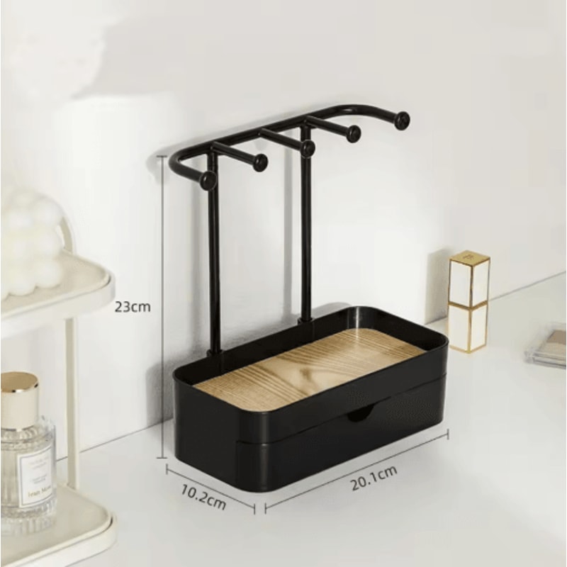 Wooden Jewelry Display Rack With Drawer For Earrings Necklaces 2