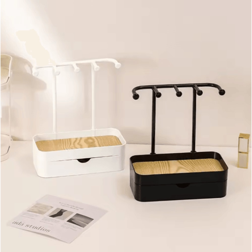 Wooden Jewelry Display Rack With Drawer For Earrings Necklaces 8