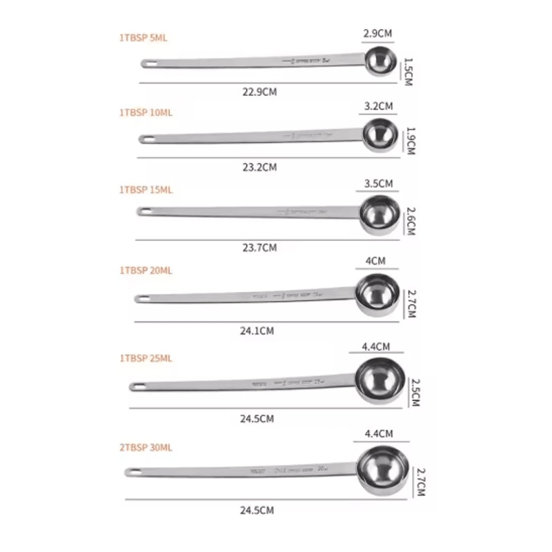 Stainless Steel Measuring Spoon Set With Long Handle For Coffee Bakin 7