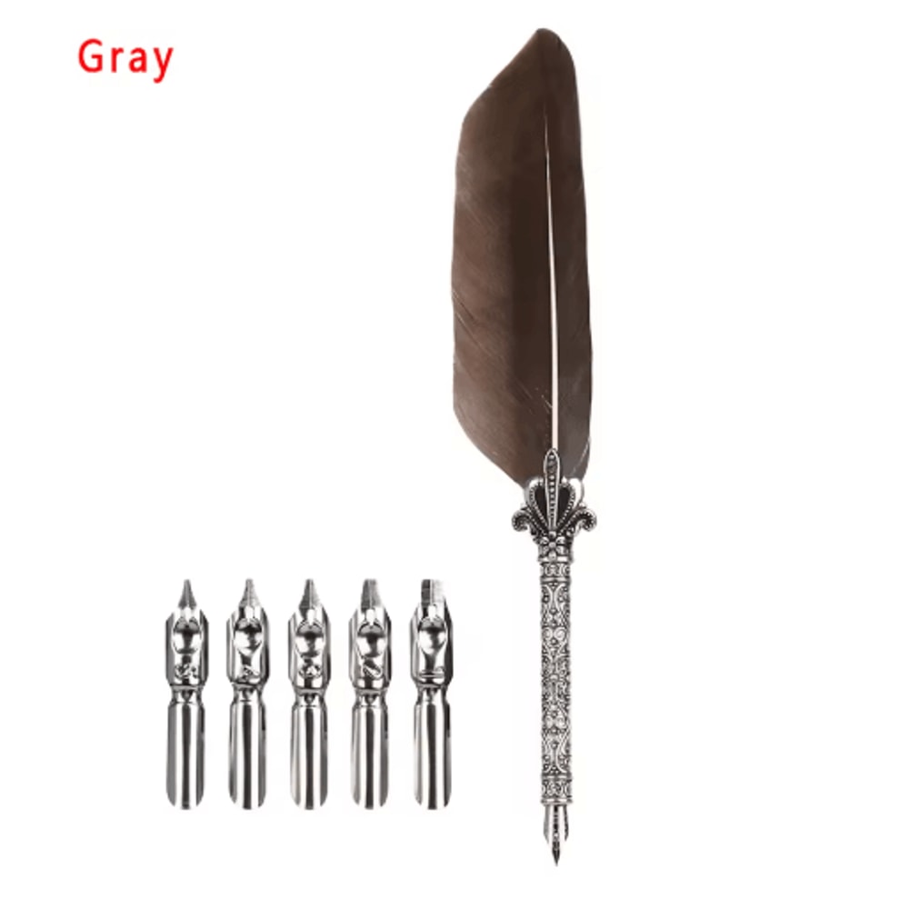Luxury Vintage Feather Quill Pen Set With Gift Box 5 Nibs 3