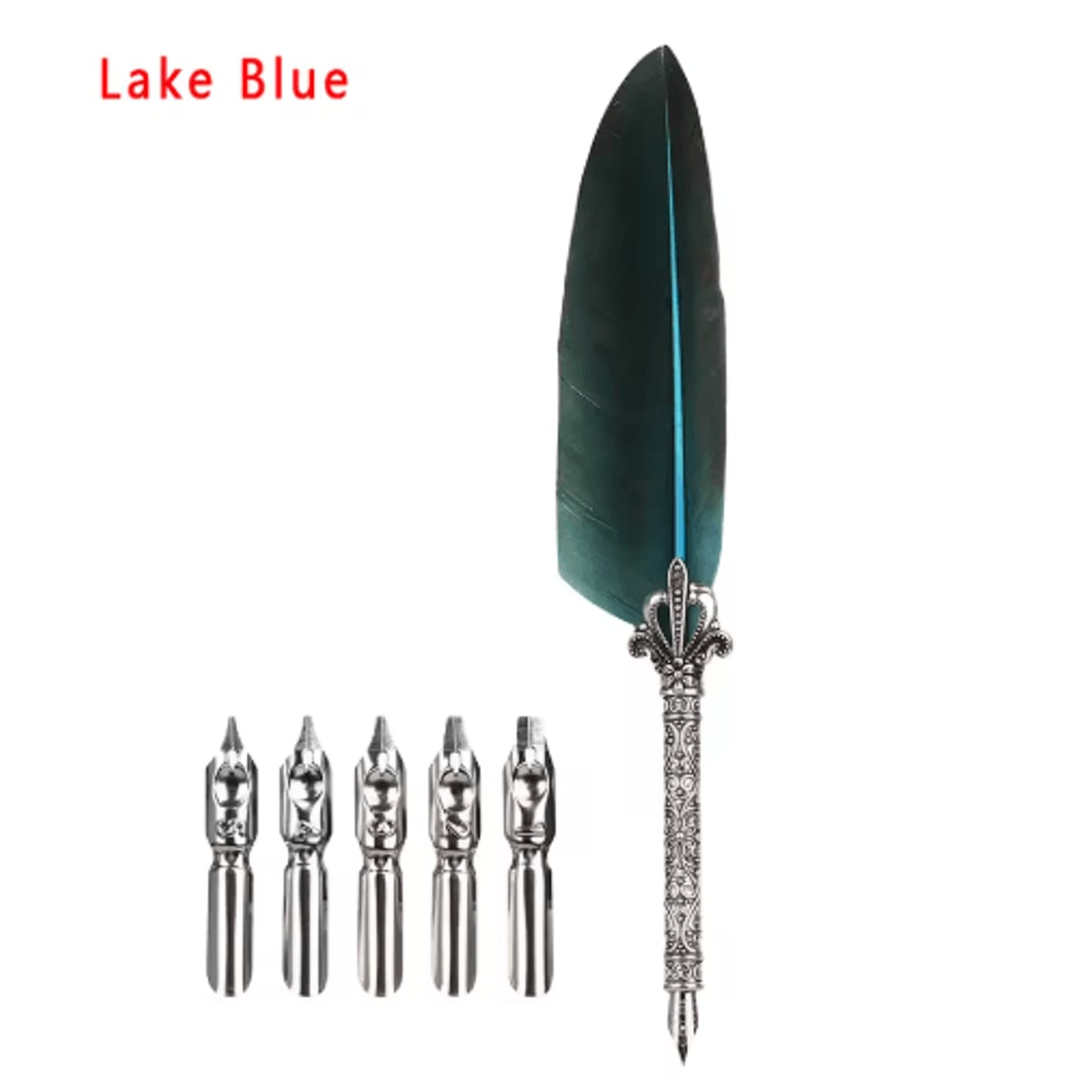 Luxury Vintage Feather Quill Pen Set With Gift Box 5 Nibs 5