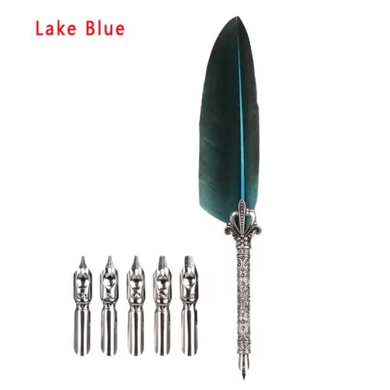Luxury Vintage Feather Quill Pen Set With Gift Box 5 Nibs 5