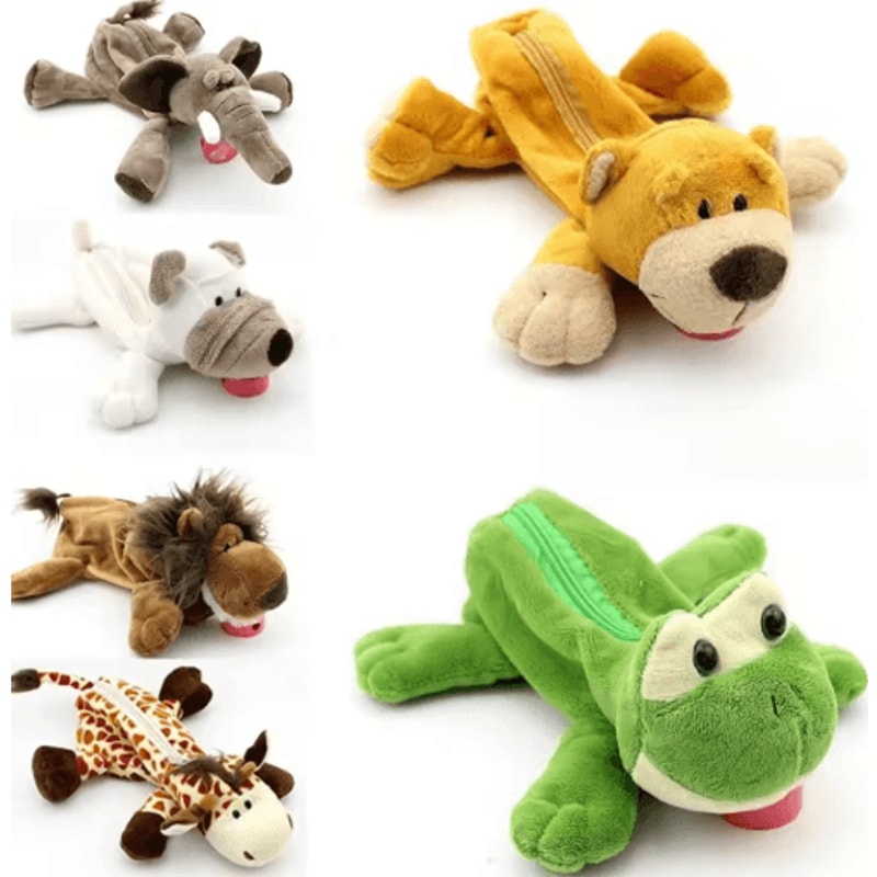Cute Forest Animal Plush Pencil Case For School Stationery Storage 12