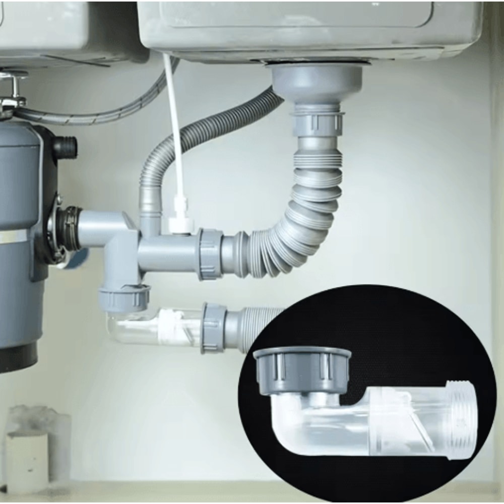 OdorProof Curved Drain Pipe Kit For Kitchen Wash Basin Plumbing 0