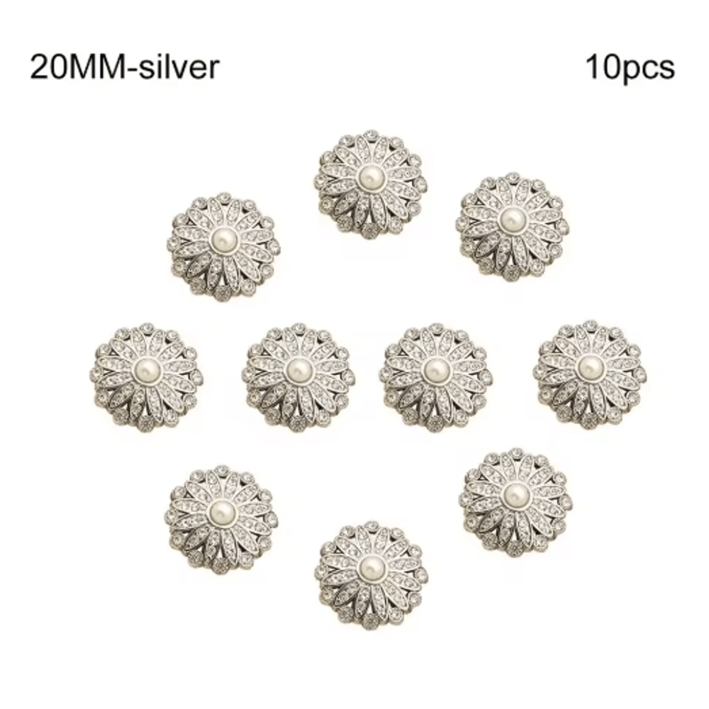 Retro Pearl Rhinestone Sewing Buttons For DIY Clothing Design 7