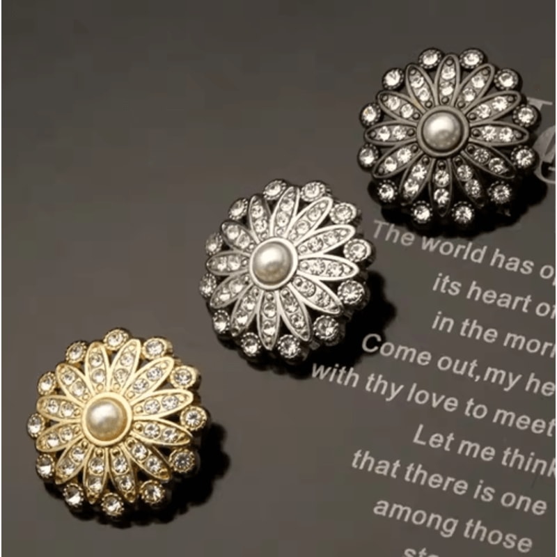 Retro Pearl Rhinestone Sewing Buttons For DIY Clothing Design 0