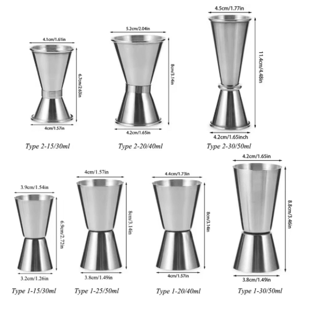 Stainless Steel Double Jigger Measuring Cup For Cocktails Bar Mixing 8