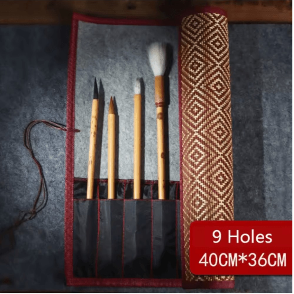 Bamboo RollUp Brush Holder For Calligraphy Art Supplies 1