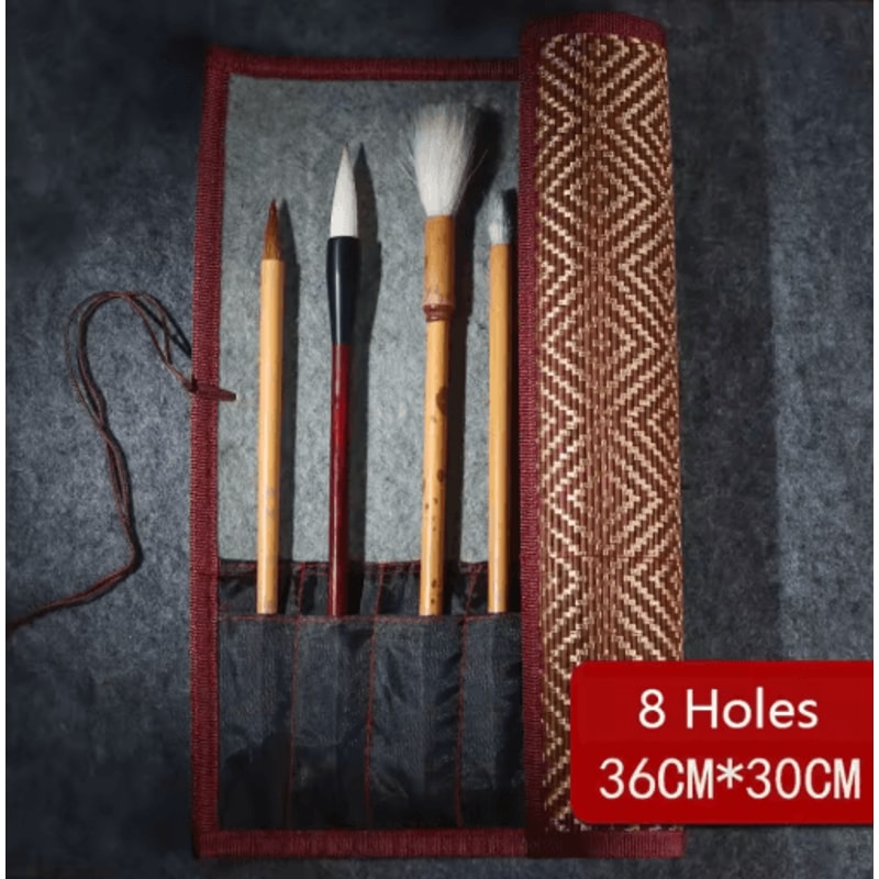 Bamboo RollUp Brush Holder For Calligraphy Art Supplies 2