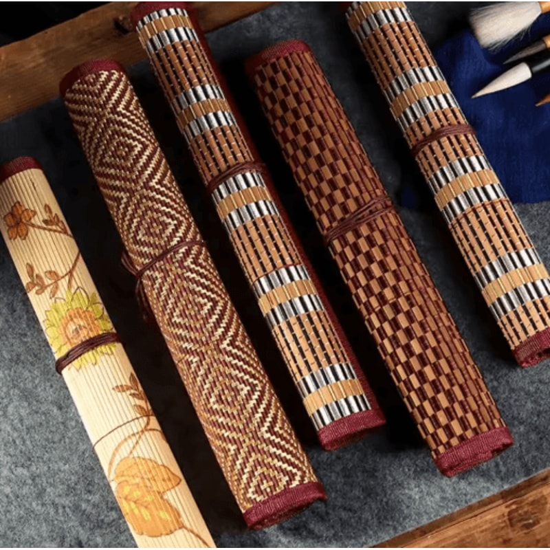 Bamboo RollUp Brush Holder For Calligraphy Art Supplies 0