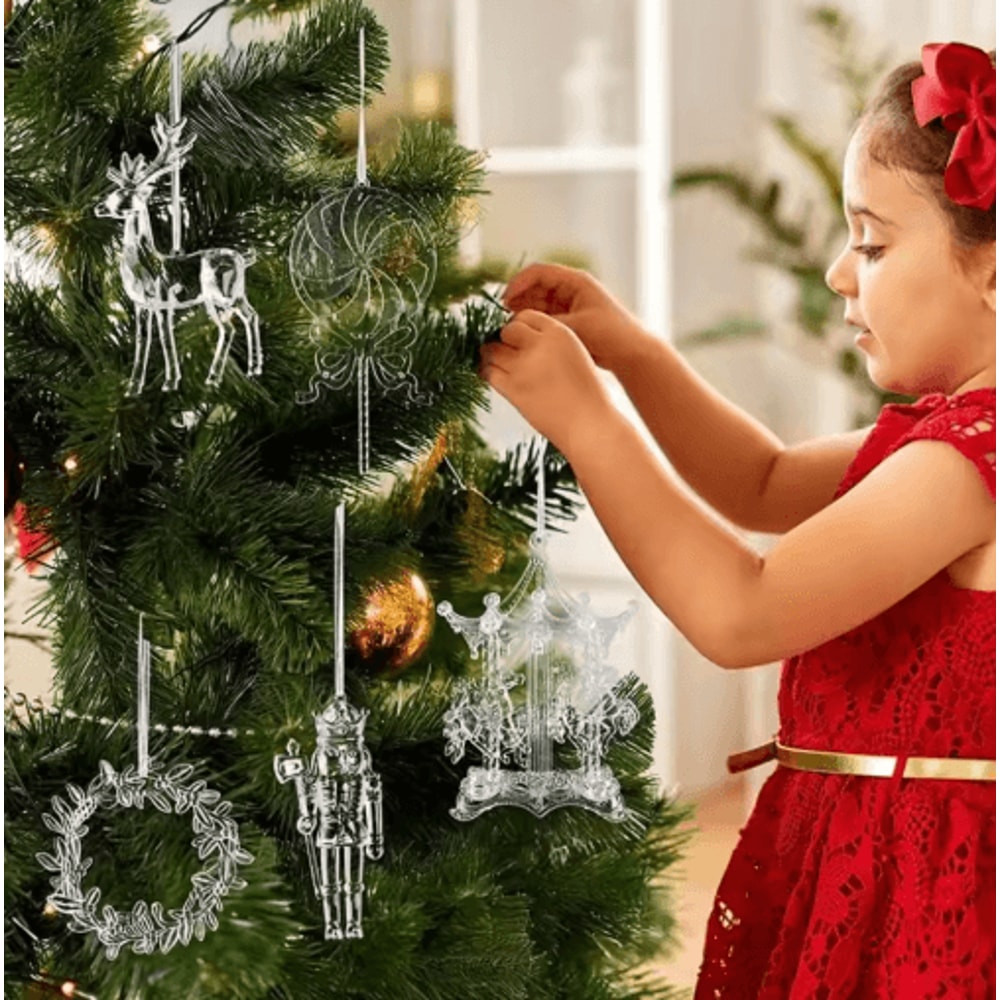 Transparent Acrylic Christmas Angel Ornaments For Tree Holiday Decor 14