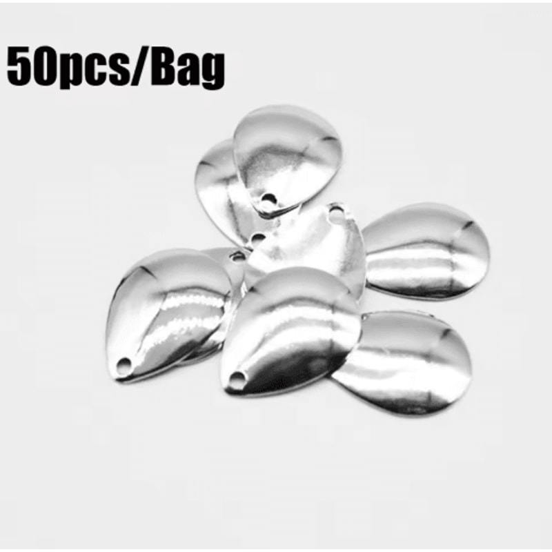 50PCS Nickel Fishing Spinner Blades For Flattie Plaice Rigs 6